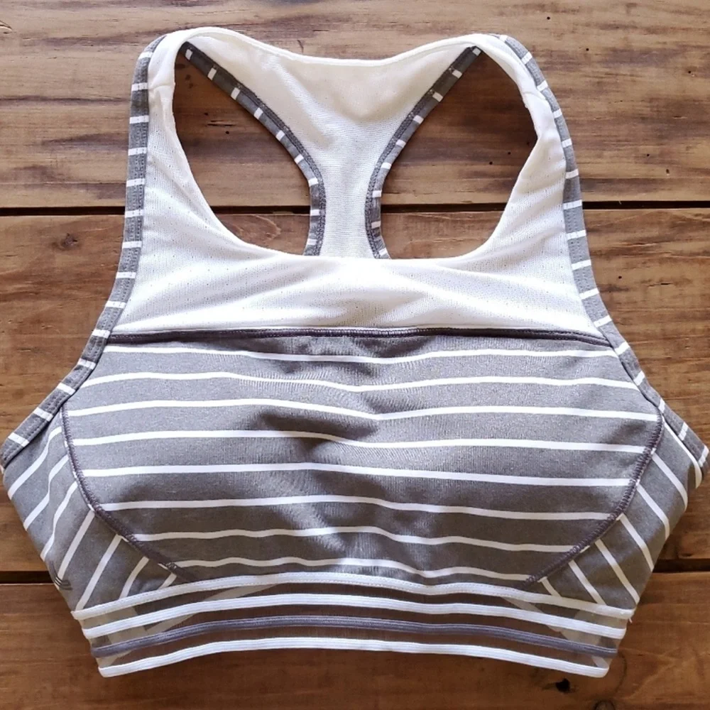 Lole Sports Bra Striped Racerback Padded Medium
